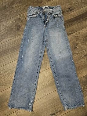 Light Wash Distressed Straight-Leg Jeans